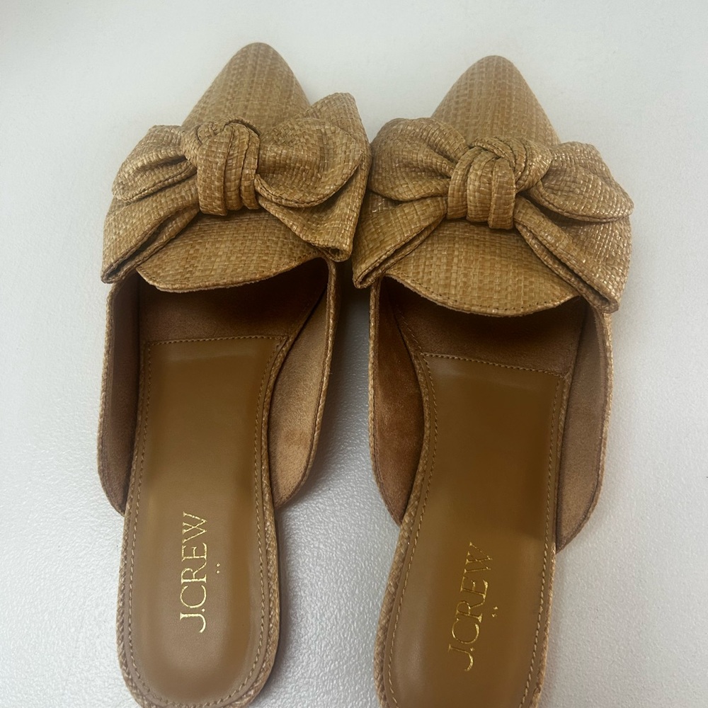 New! JCrew woven bow mules size 7.5